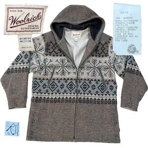 Woolrich Snowflake Fair Isle Wool Blend Jacket Sz M